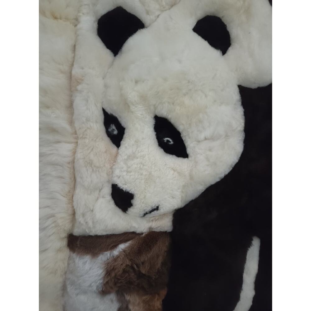Handmade OG Peru Alpaca Fur Panda Family Rug Wall Hanging Throw Hide 45.5x61" - Picture 7 of 8